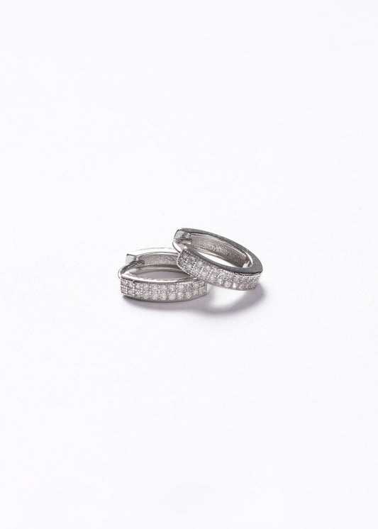 Caravanas aros huggies 13mm plata 925 & zirconias