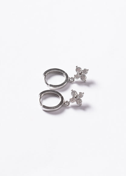 Caravanas aros con dije flor zirconia Plata 925