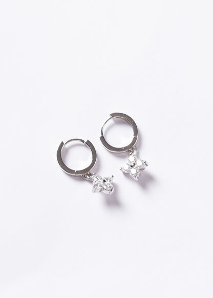 Caravanas aros con dije flor zirconia Plata 925