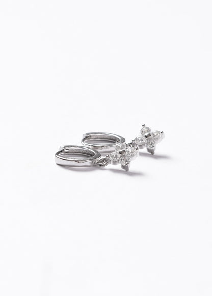 Caravanas aros con dije flor zirconia Plata 925