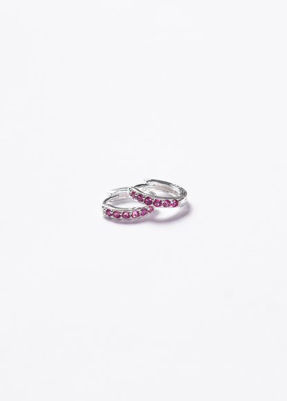 Caravanas aros huggies línea fucsia Plata 925 & Zirconias