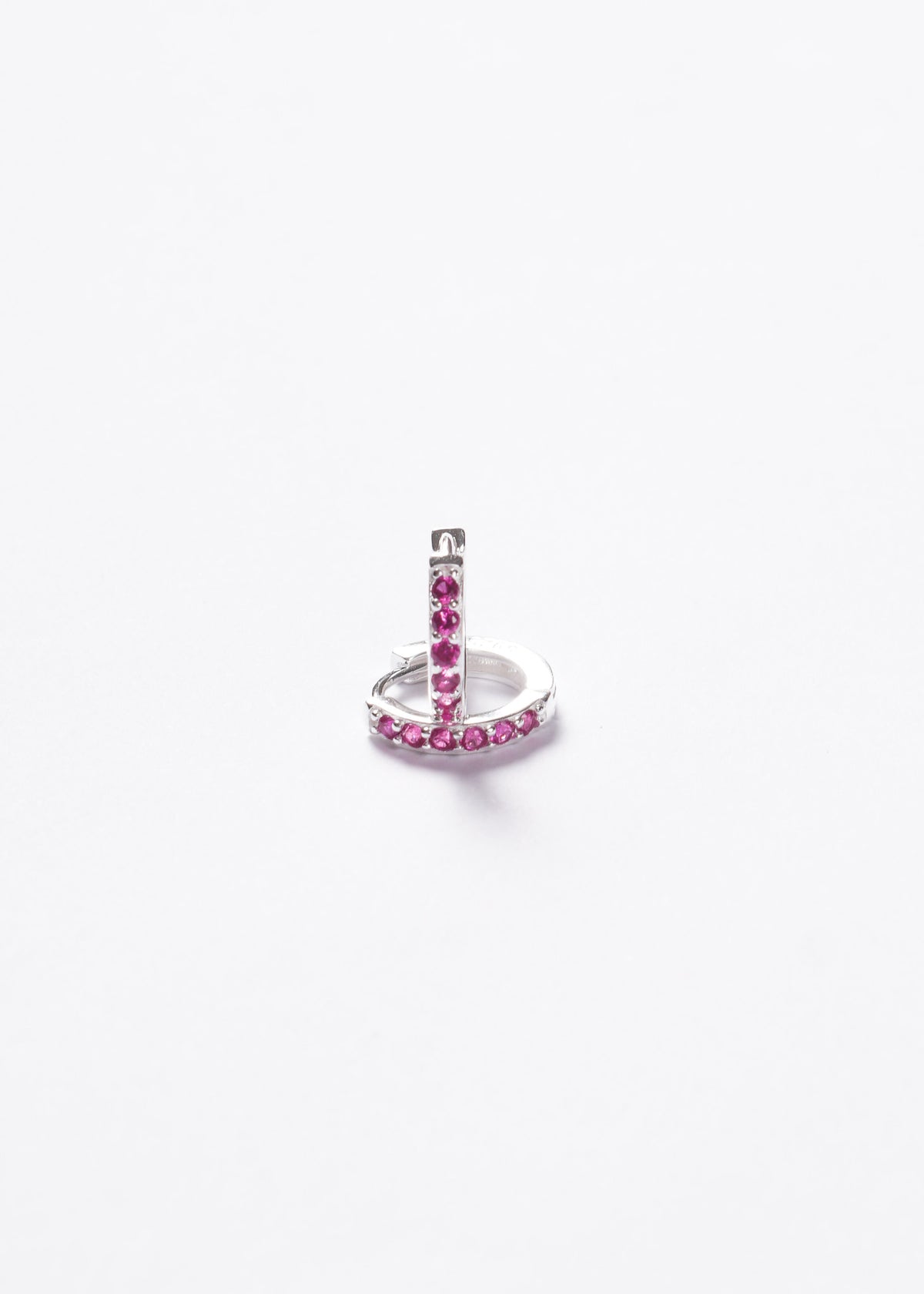 Caravanas aros huggies línea fucsia Plata 925 & Zirconias