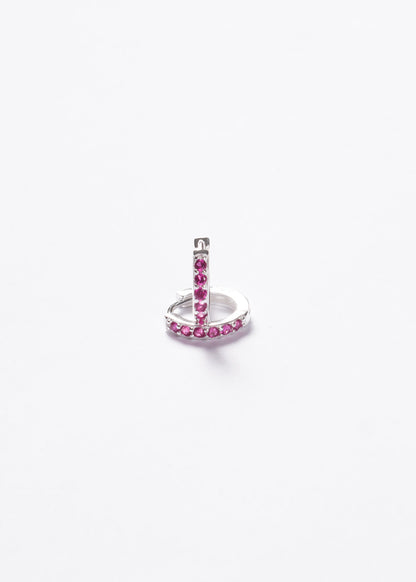 Caravanas aros huggies línea fucsia Plata 925 & Zirconias