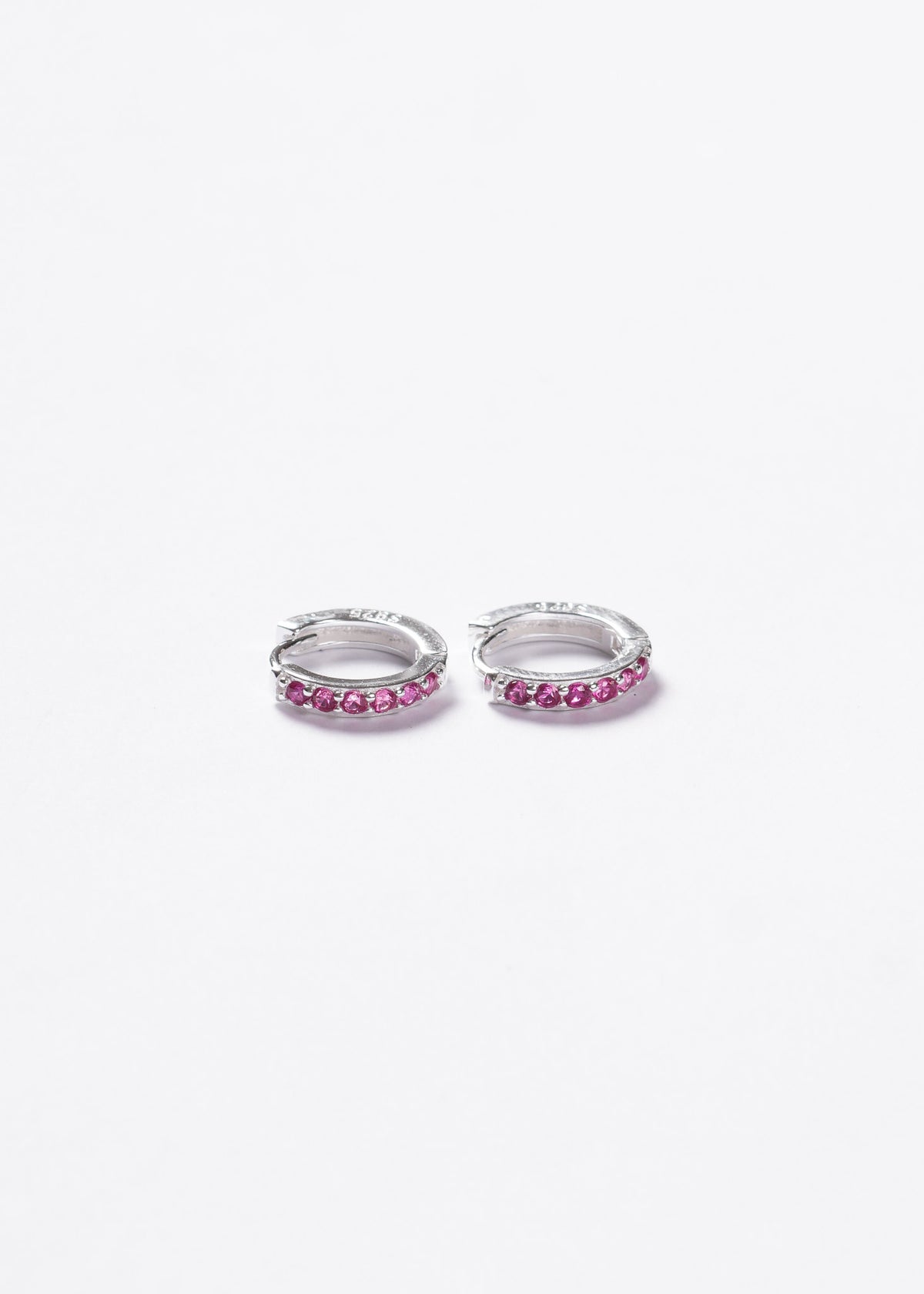 Caravanas aros huggies línea fucsia Plata 925 & Zirconias