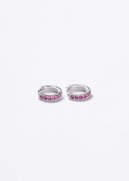 Caravanas aros huggies línea fucsia Plata 925 & Zirconias