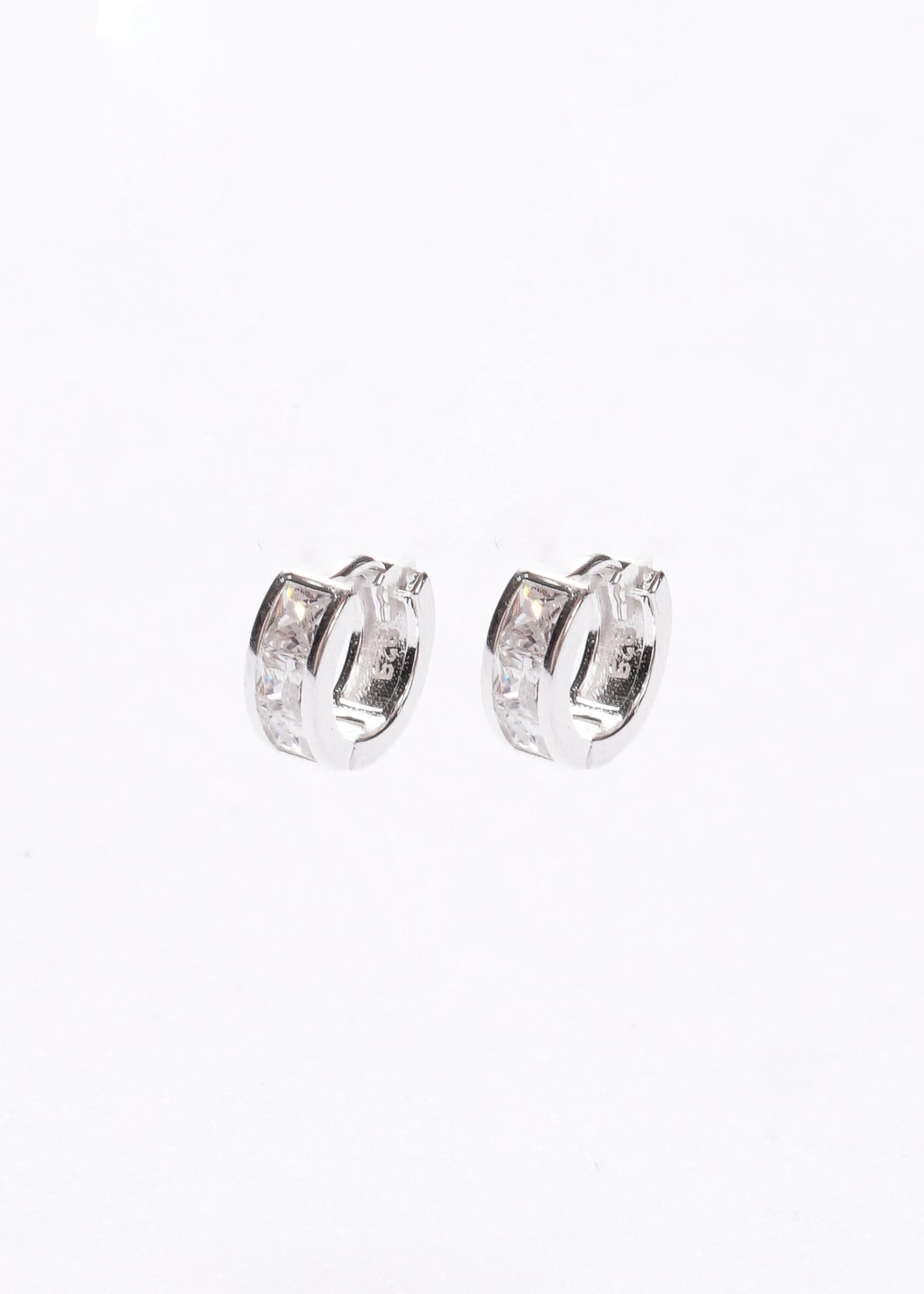 Caravanas aros mini 9mm zirconias cuadradas Plata 925