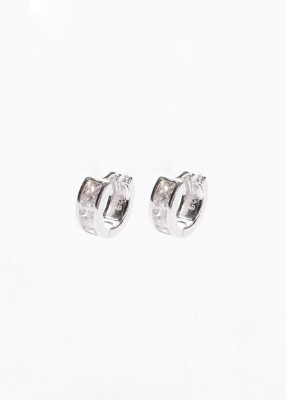 Caravanas aros mini 9mm zirconias cuadradas Plata 925
