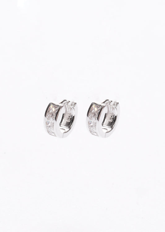 Caravanas aros mini 9mm zirconias cuadradas Plata 925