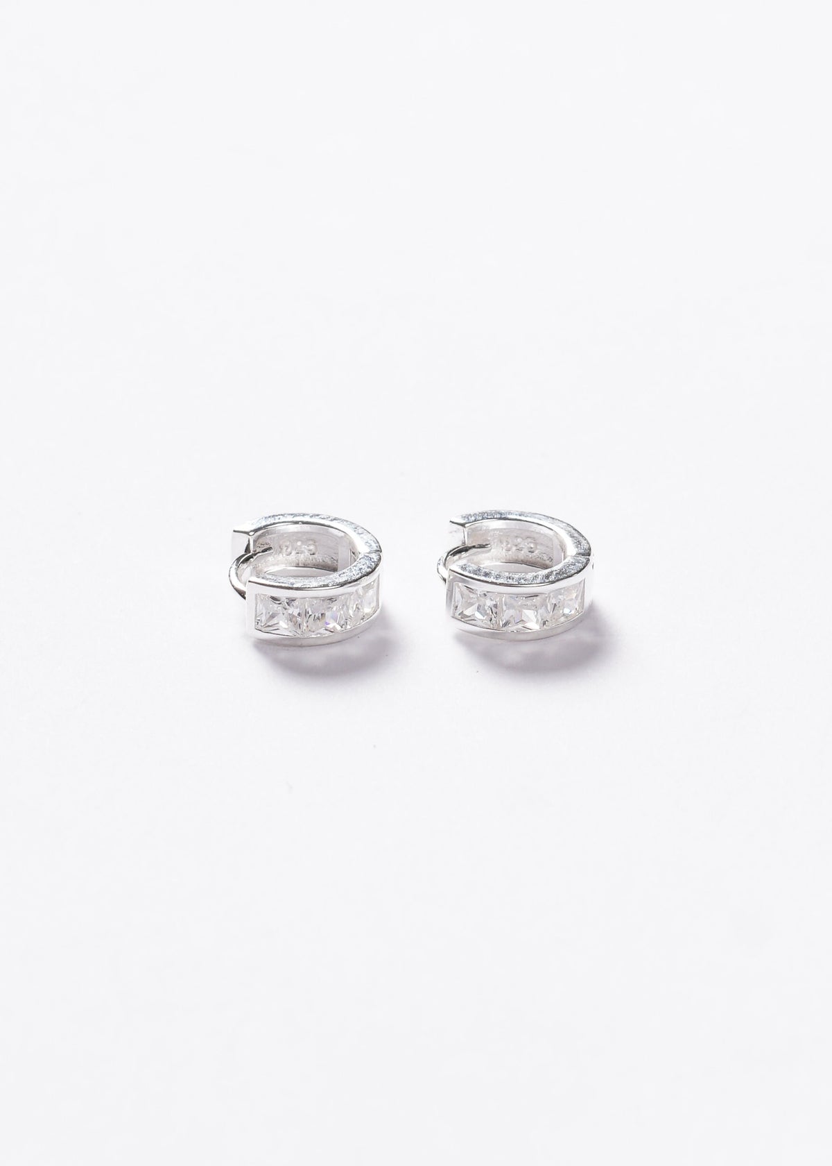 Caravanas aros mini 9mm zirconias cuadradas Plata 925