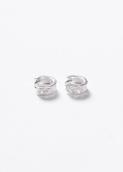 Caravanas aros mini 9mm zirconias cuadradas Plata 925