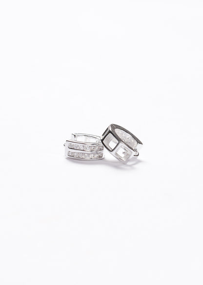 Caravanas aros huggies 12mm con calado trasero Plata 925 & Zirconias