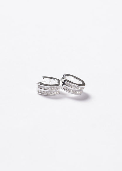 Caravanas aros huggies 12mm con calado trasero Plata 925 & Zirconias