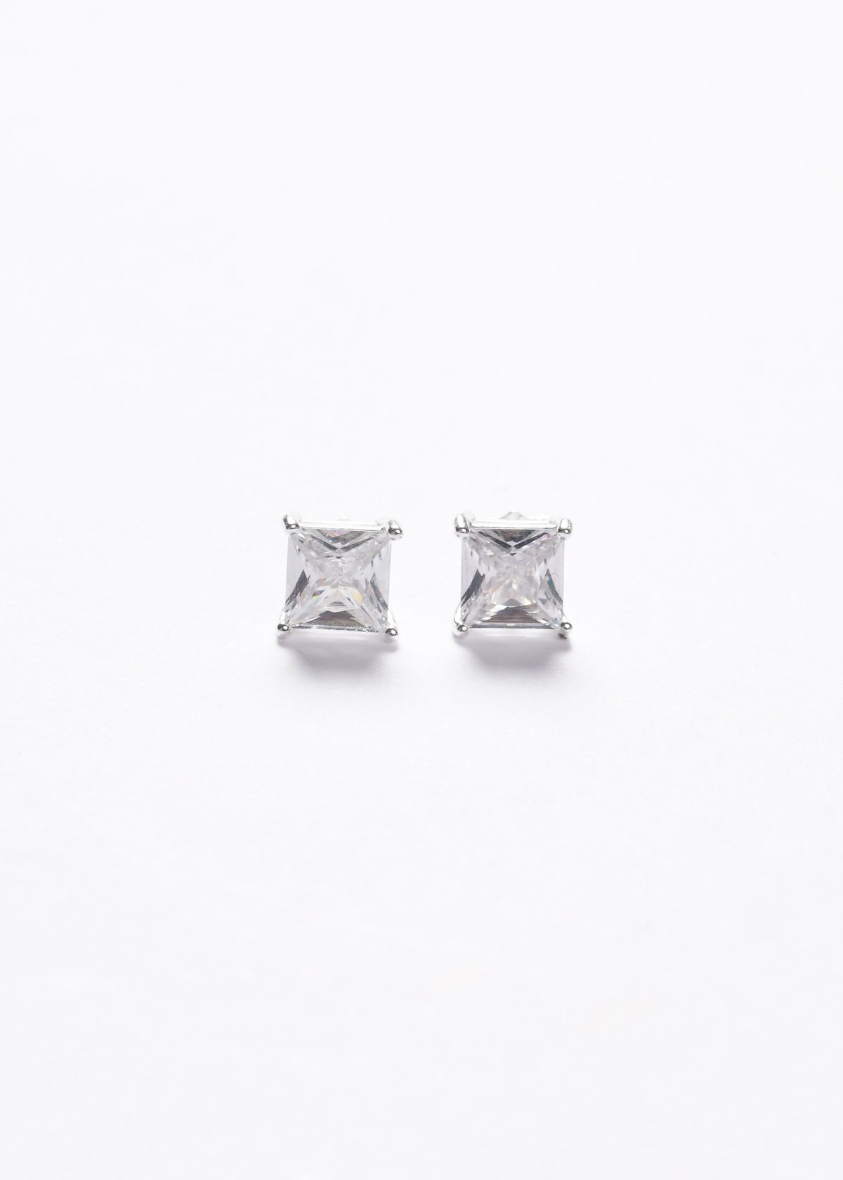 Caravanas punto luz cuadrado 6mm Plata 925 & Zirconia