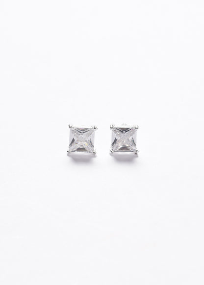 Caravanas punto luz cuadrado 6mm Plata 925 & Zirconia