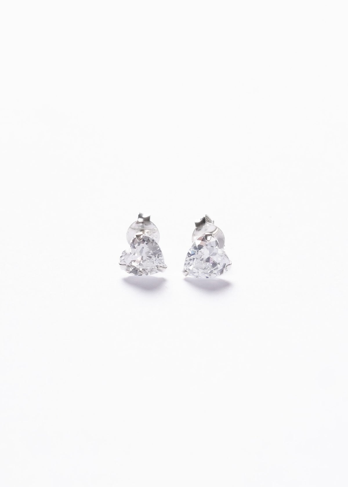 Caravanas punto luz corazón 6mm Plata 925 & Zirconia