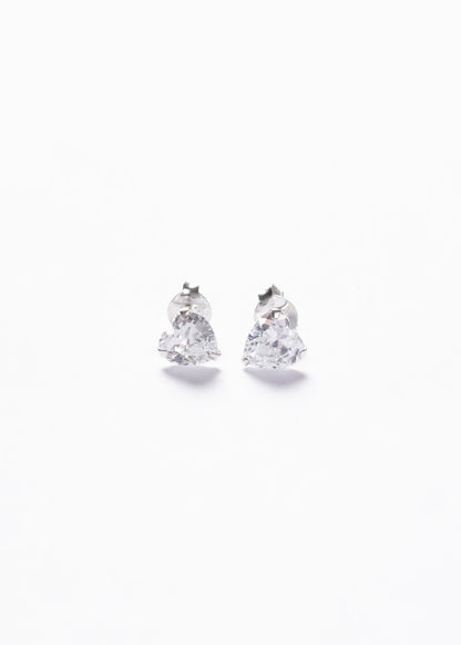 Caravanas punto luz corazón 6mm Plata 925 & Zirconia