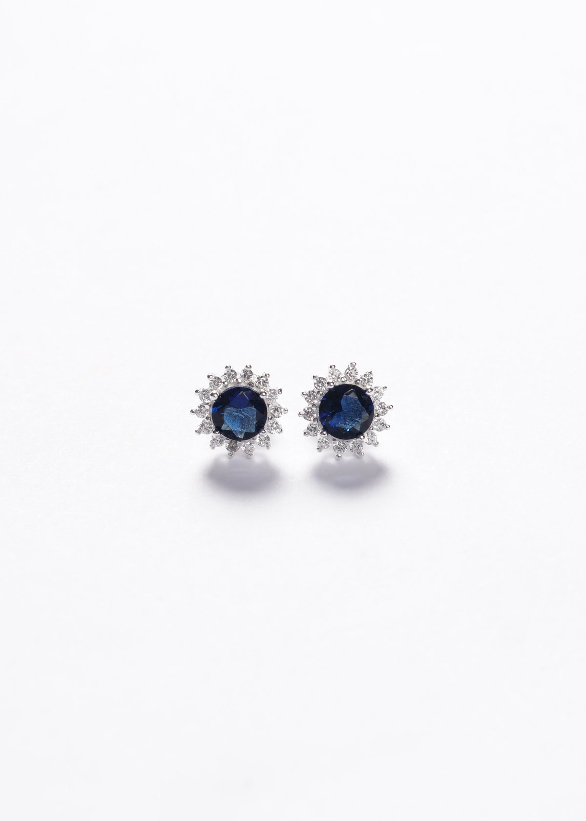 Caravanas Lady Di Flower Blue Plata 925 & Zirconias