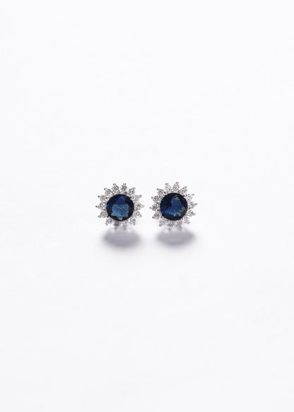 Caravanas Lady Di Flower Blue Plata 925 & Zirconias