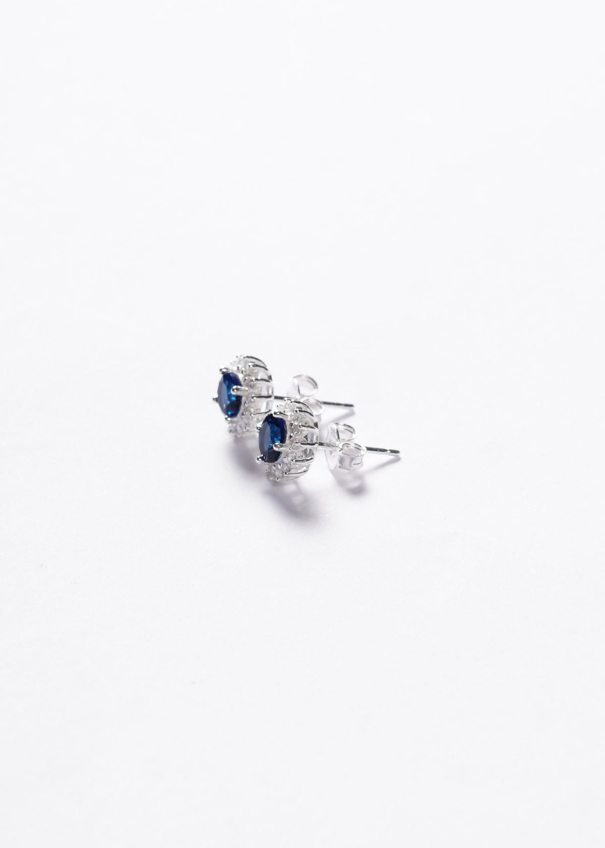 Caravanas Lady Di Flower Blue Plata 925 & Zirconias
