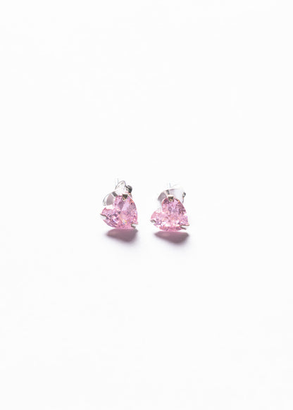 Caravanas corazón rosa engarzado Plata 925 & Zirconias