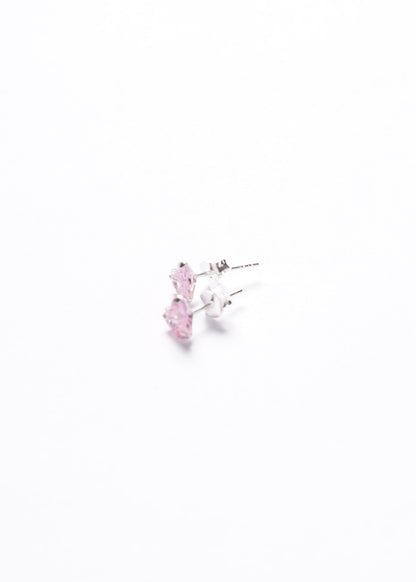 Caravanas corazón rosa engarzado Plata 925 & Zirconias