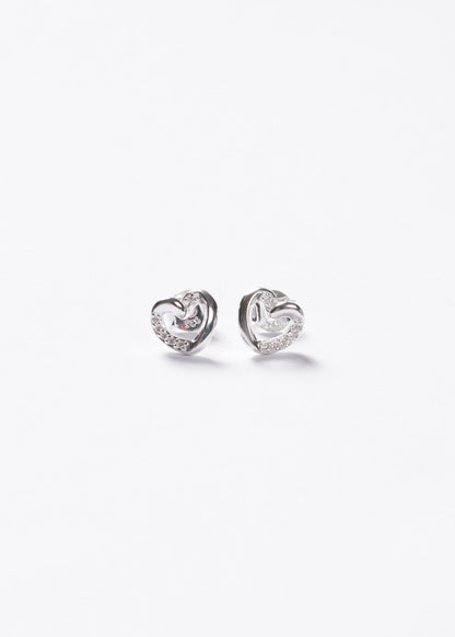 Caravanas corazón mitad zirconias Plata 925