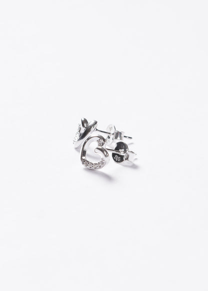 Caravanas corazón mitad zirconias Plata 925