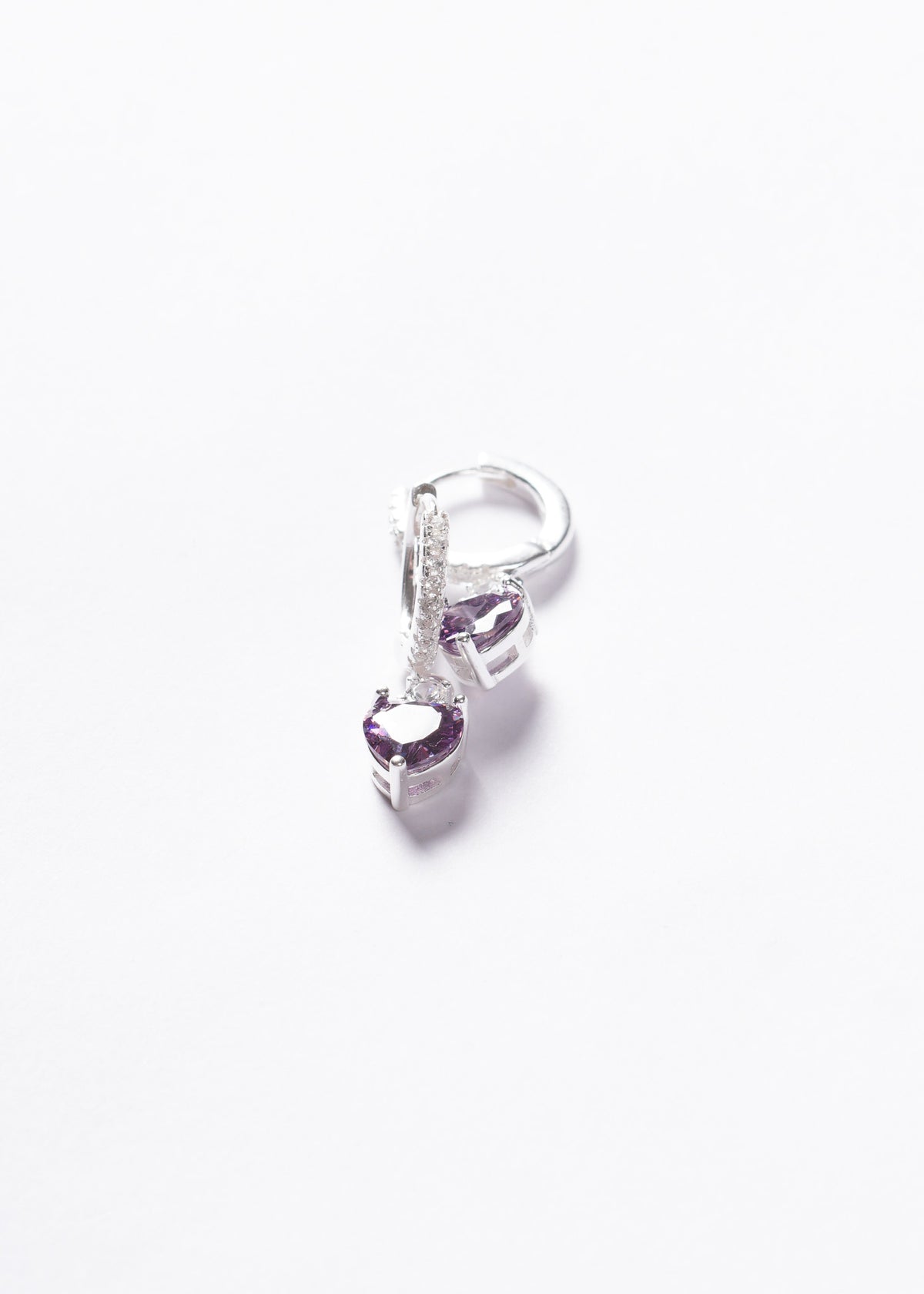 Caravanas aros corazón violeta Plata 925 & Zirconias