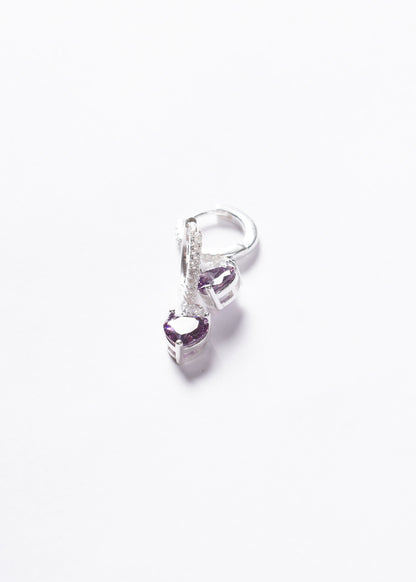 Caravanas aros corazón violeta Plata 925 & Zirconias