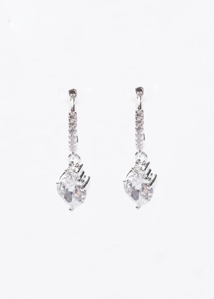 Caravanas aros corazón blanco Plata 925 & Zirconias