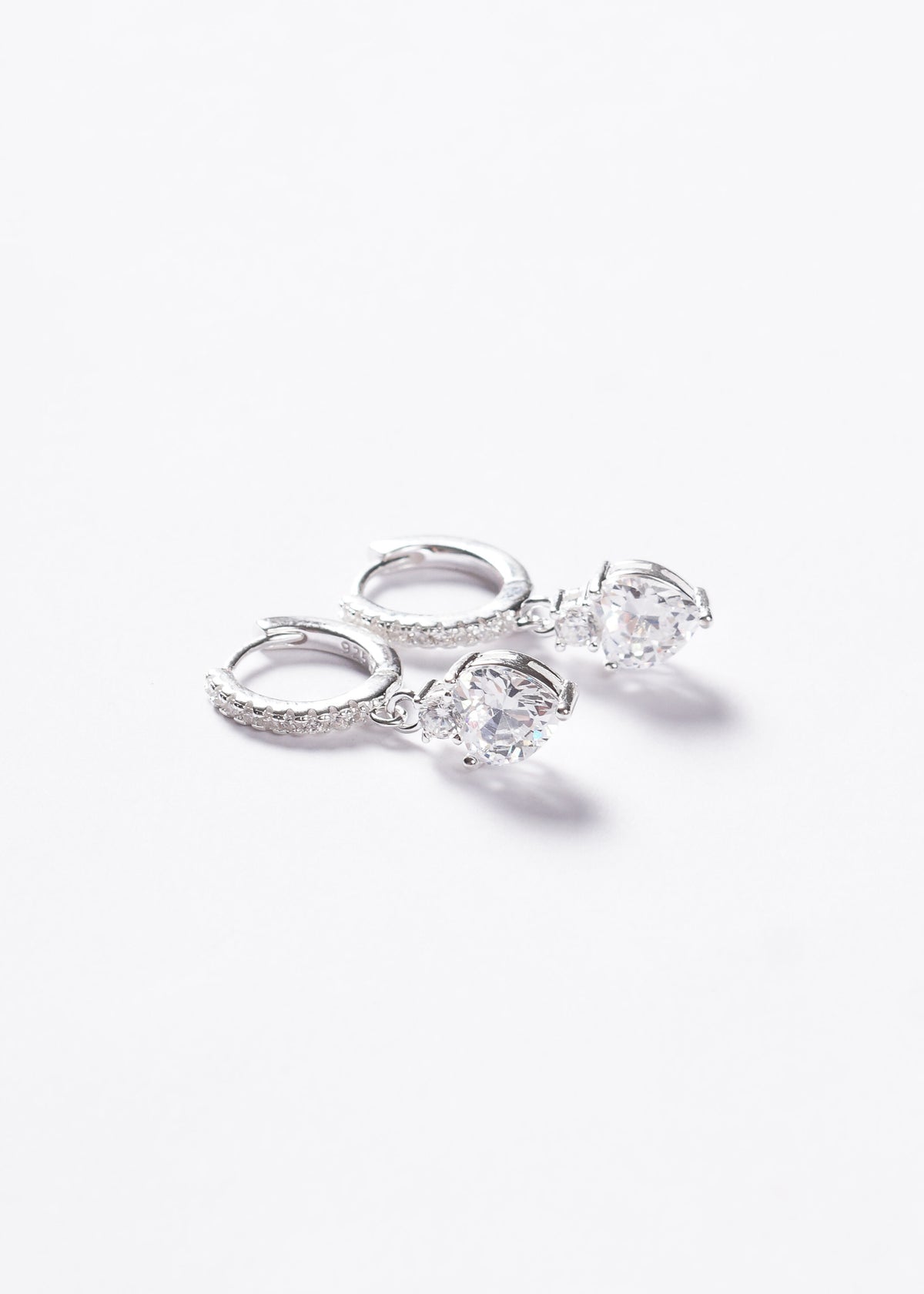 Caravanas aros corazón blanco Plata 925 & Zirconias