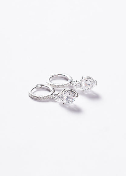 Caravanas aros corazón blanco Plata 925 & Zirconias