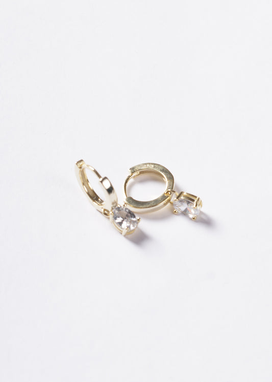 Caravanas aros clásicos punto luz oval Plata 925 & Baño de oro 18k