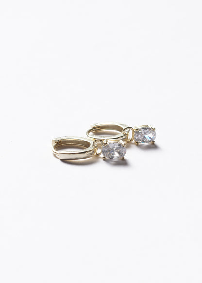 Caravanas aros clásicos punto luz oval Plata 925 & Baño de oro 18k