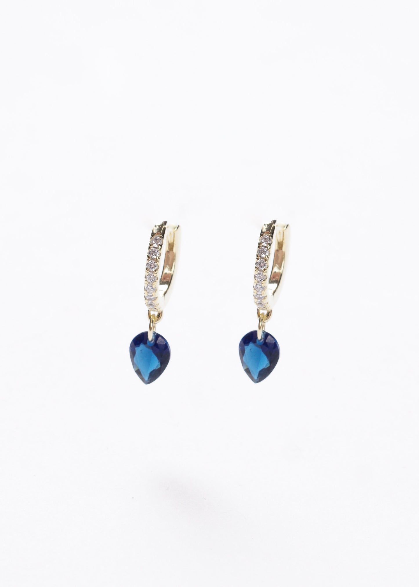 Caravanas gota zirconia azul Plata 925 & Baño de oro 18k