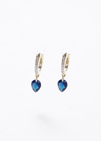 Caravanas gota zirconia azul Plata 925 & Baño de oro 18k