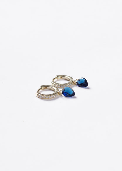 Caravanas gota zirconia azul Plata 925 & Baño de oro 18k