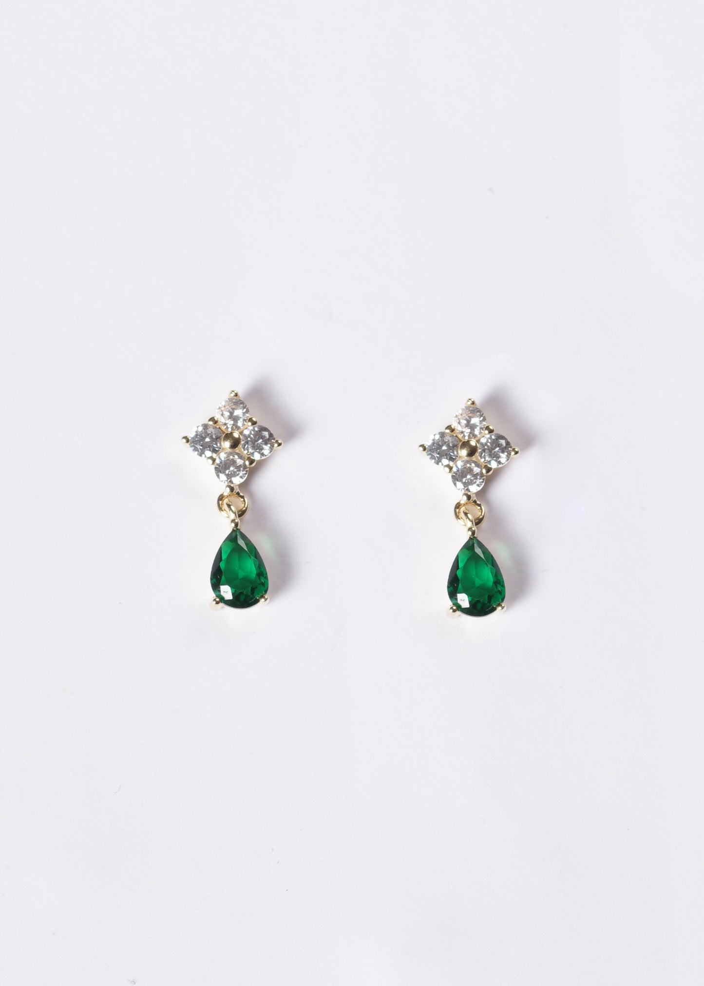 Caravanas Lisette gota verde esmeralda Plata 925 & Baño de oro 18k