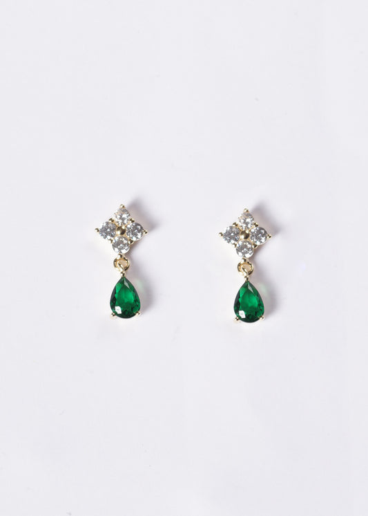 Caravanas Lisette gota verde esmeralda Plata 925 & Baño de oro 18k
