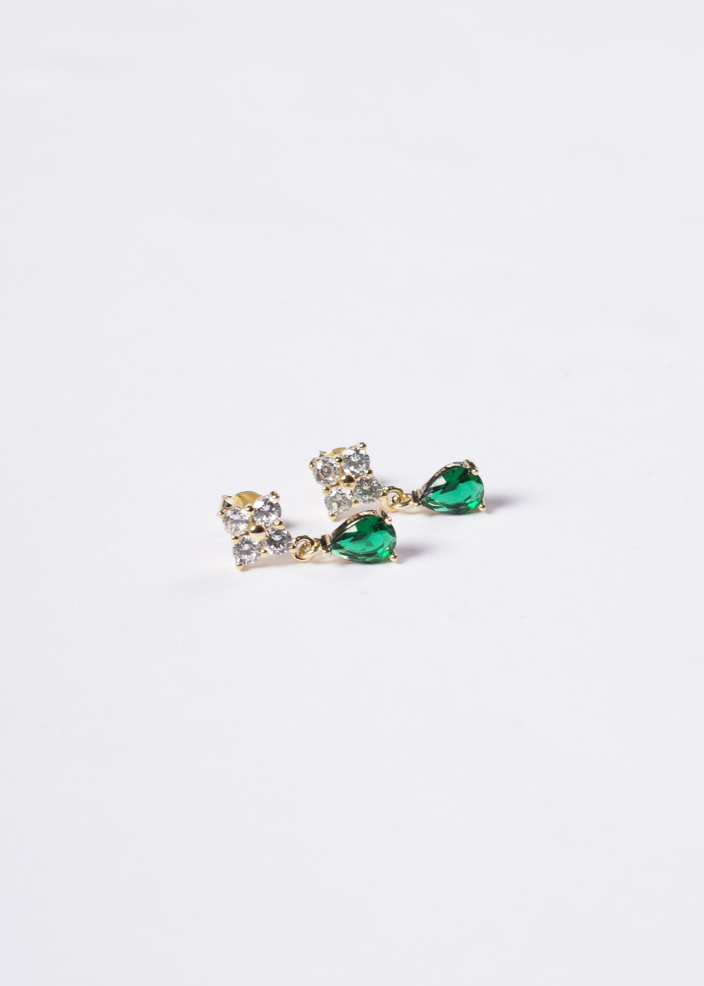 Caravanas Lisette gota verde esmeralda Plata 925 & Baño de oro 18k