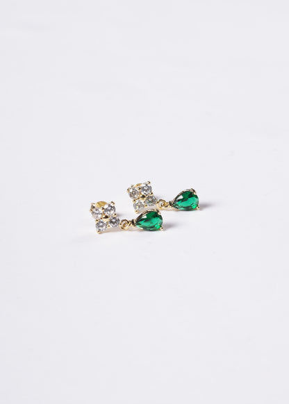 Caravanas Lisette gota verde esmeralda Plata 925 & Baño de oro 18k