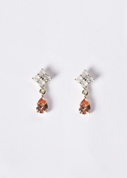 Caravanas Lisette gota anaranjada Plata 925 & Baño de oro 18k