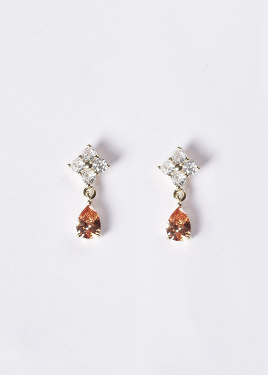Caravanas Lisette gota anaranjada Plata 925 & Baño de oro 18k