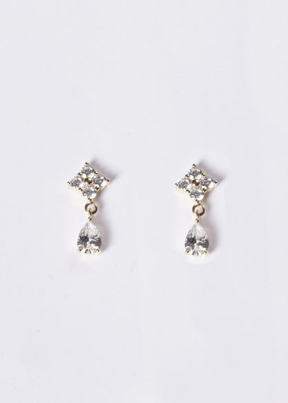Caravanas Lisette gota blanca Plata 925 & Baño de oro 18k
