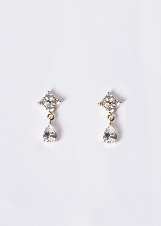Caravanas Lisette gota blanca Plata 925 & Baño de oro 18k