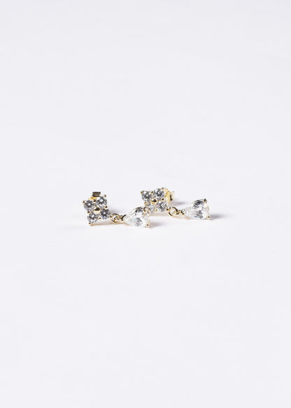 Caravanas Lisette gota blanca Plata 925 & Baño de oro 18k