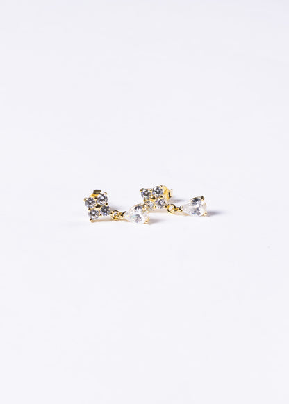Caravanas Lisette gota blanca Plata 925 & Baño de oro 18k