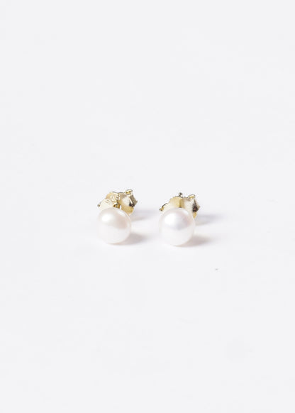 Caravanas perlas de río 6mm Plata 925 & Baño de oro 18k
