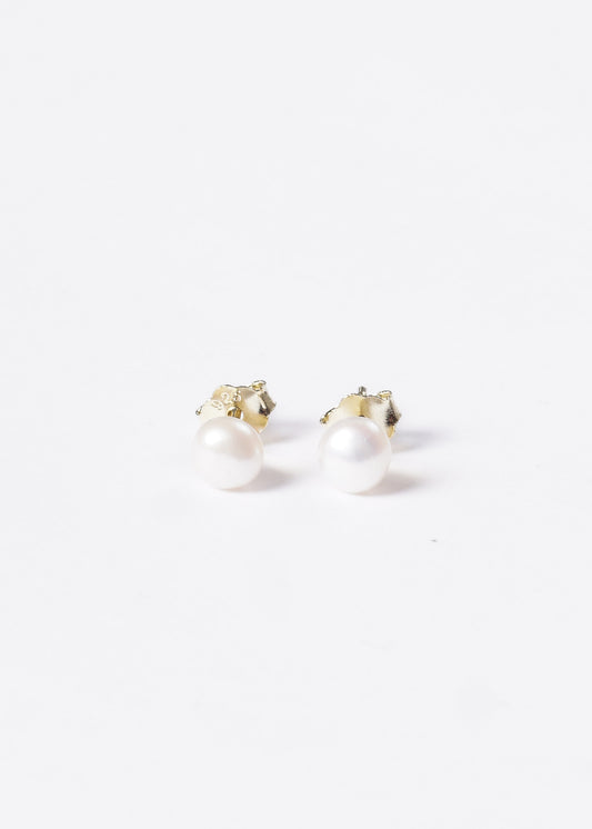 Caravanas perlas de río 6mm Plata 925 & Baño de oro 18k