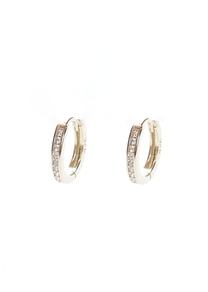 Caravanas aros huggies 11mm zirconias Plata 925 & Baño de oro 18k